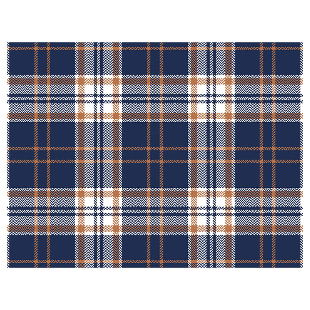 NAVY AND GOLD PLAID PATTERN SCATTER CUSHION