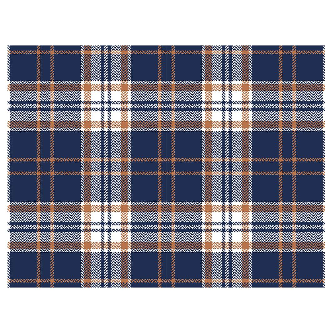 NAVY AND GOLD PLAID PATTERN SCATTER CUSHION