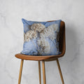 FLORAL CREAM BLEACHED HYDRANGEAS ON BLUE SCATTER CUSHION