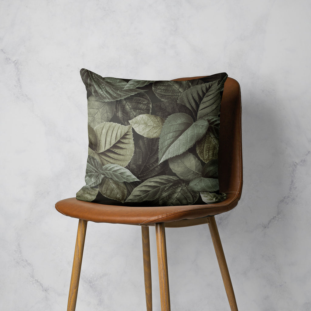 LEAVES GREEN MONOCHROMATIC LEAVES SCATTER CUSHION