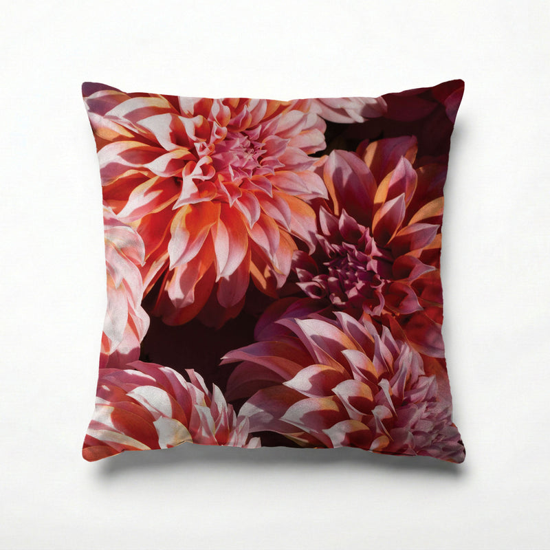 FLORAL ORANGE SCATTERED DAHLIAS WITH LEAVES SCATTER CUSHION