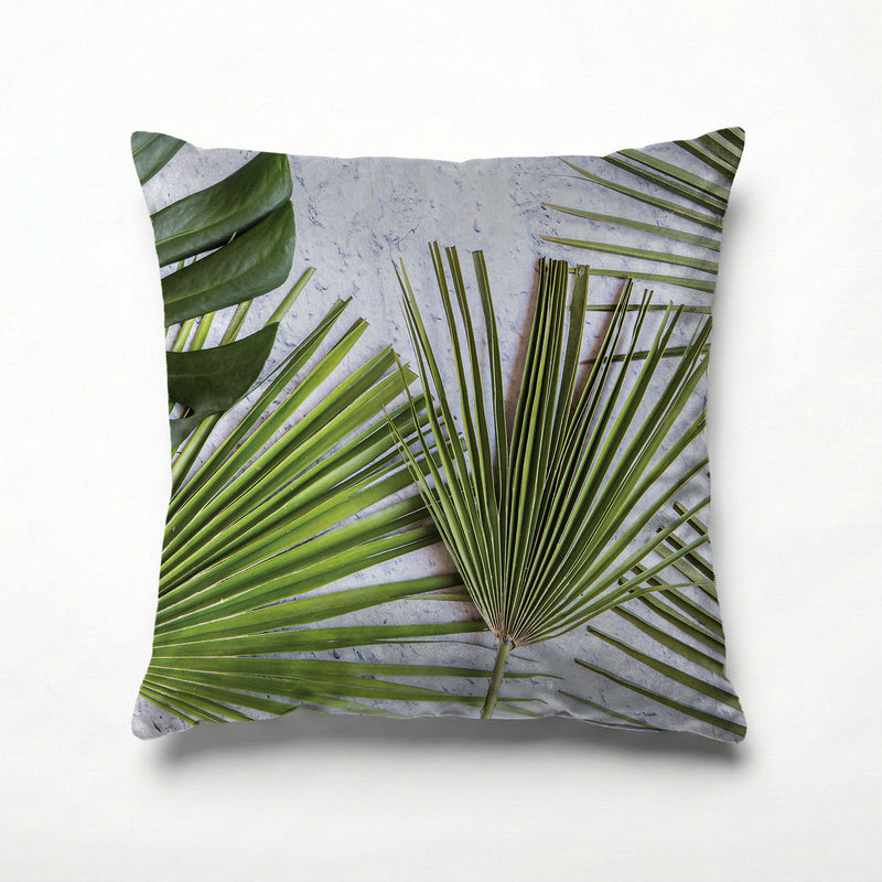 LEAVES GREEN PALM LEAVES ON WHITE SCATTER CUSHION