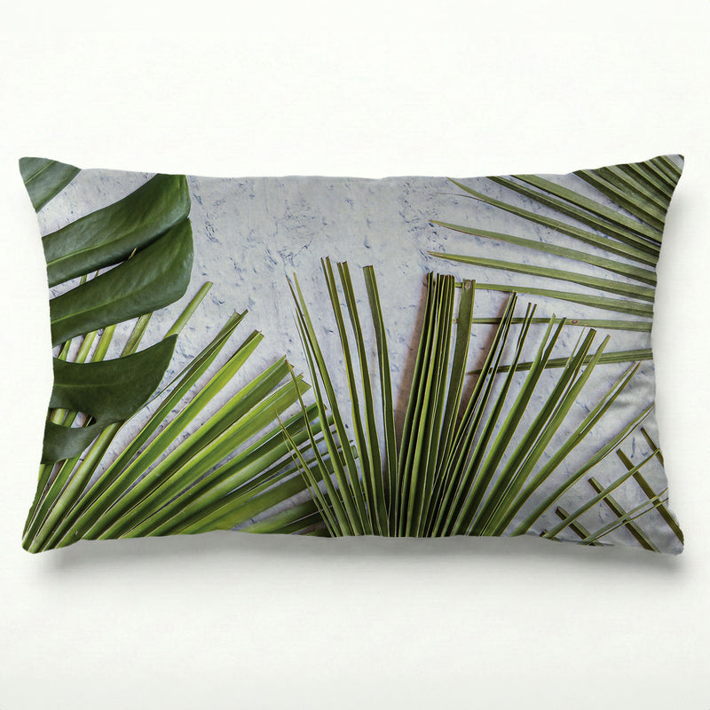 LEAVES GREEN PALM LEAVES ON WHITE SCATTER CUSHION