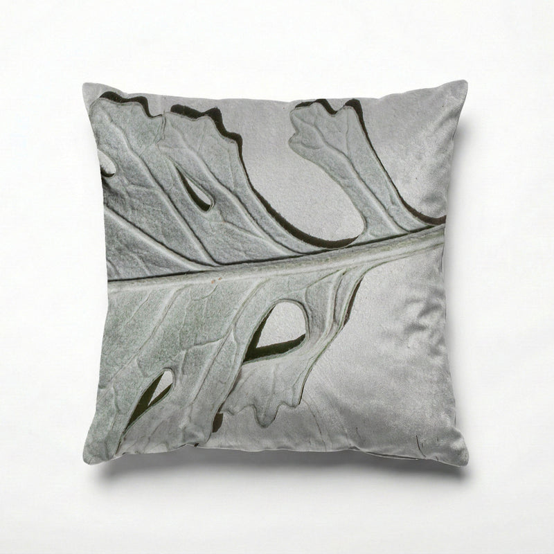 LEAVES GREY MONOCHROME LEAF STEM SCATTER CUSHION