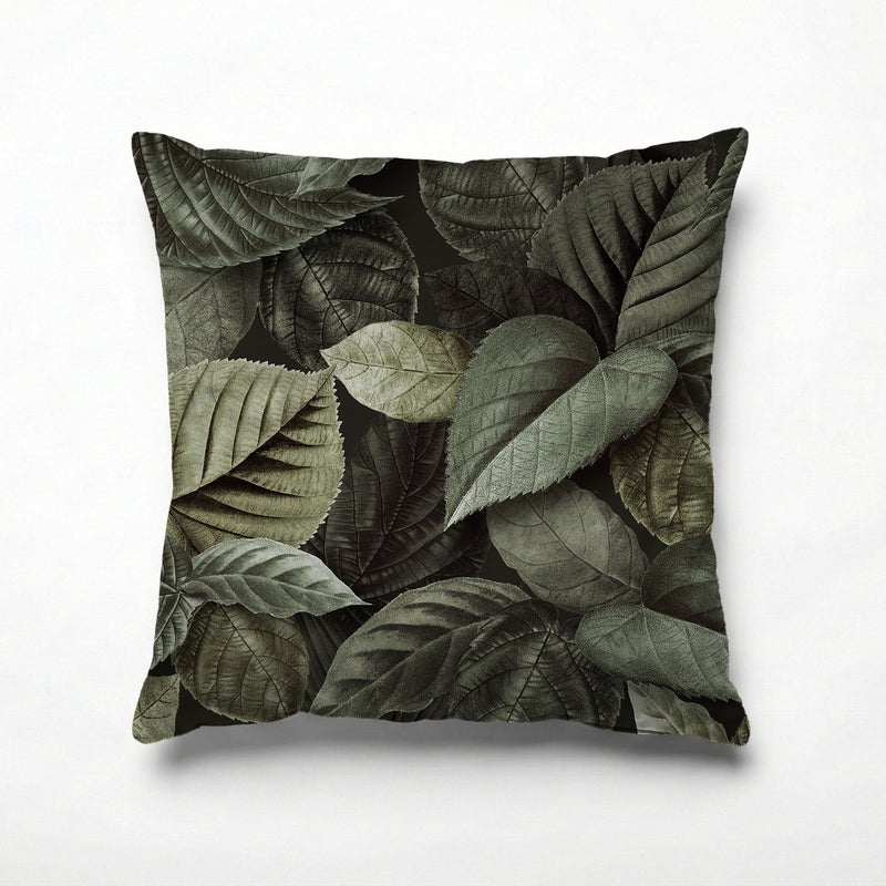 LEAVES GREEN MONOCHROMATIC LEAVES SCATTER CUSHION