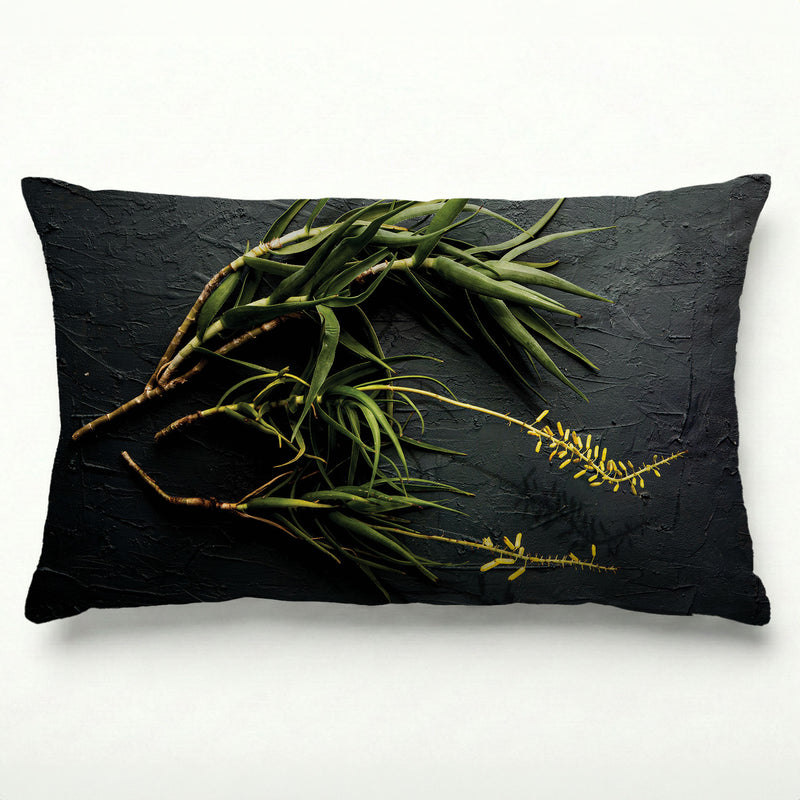 NATURAL YELLOW BLOSSOMS ALOE BUSH ON GREY SCATTER CUSHION
