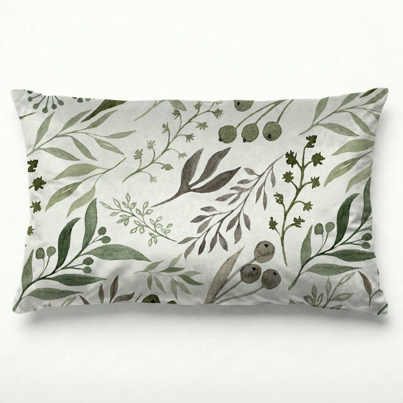 WATERCOLOUR GREEN LEAVES SCATTER CUSHION