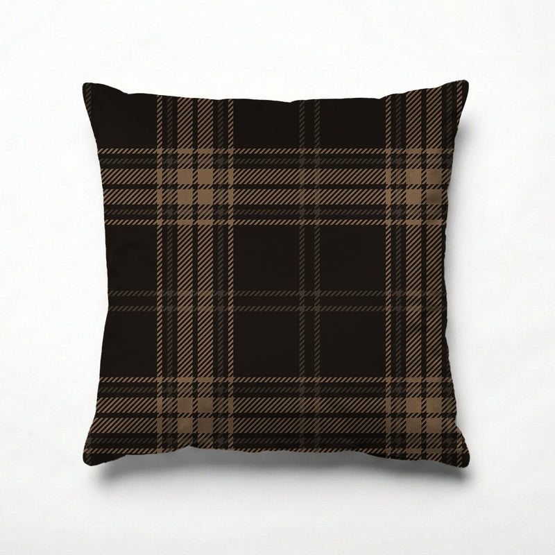DARK BROWN PLAID PATTERN SCATTER CUSHION