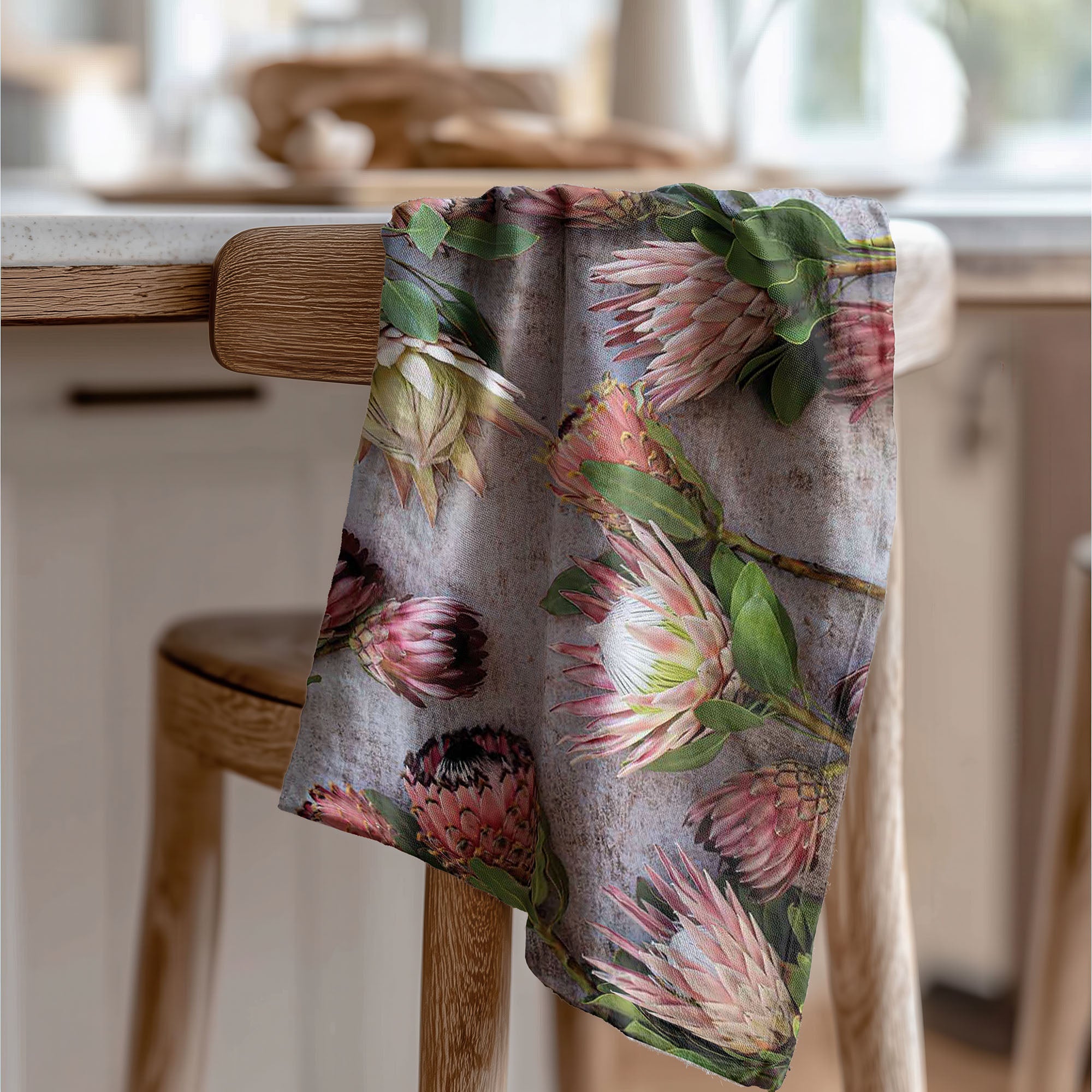 FLORAL PINK MIXED KING PROTEAS TEA TOWEL