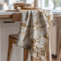 FLORAL CREAM BLEACHED HYDRANGEA LEAVES TEA TOWEL