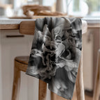 FLORAL BLACK AND WHITE PEONY TEA TOWEL