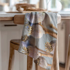 NATURAL PURPLE GIANT POPPY SEED BUNCH ON GREY TEA TOWEL