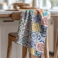PATTERN BLUE COLOURFUL TILE TEA TOWEL