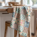 PATTERN TEAL AND ORANGE TILE TEA TOWEL
