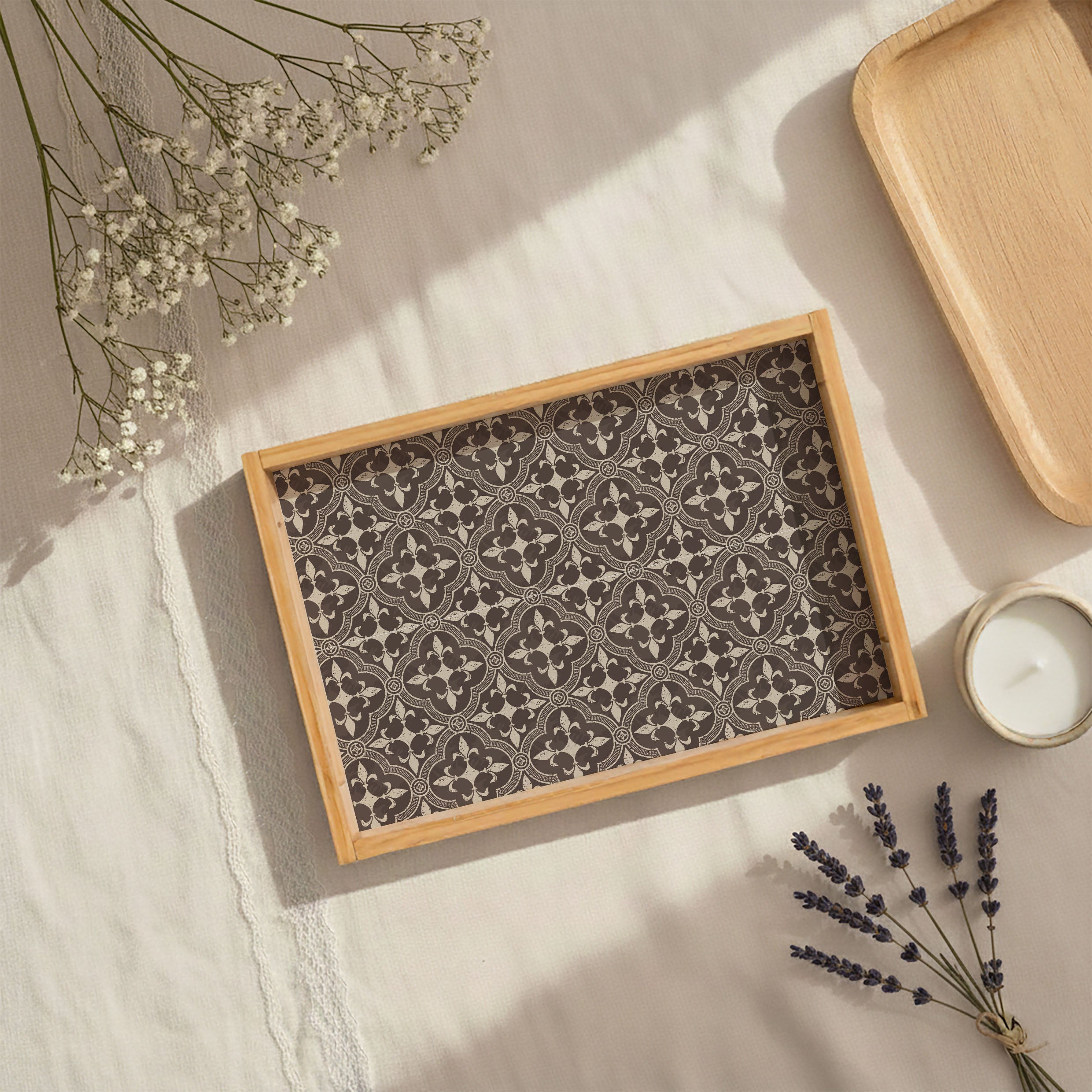 ORNAMENTAL DAMASK TEA TRAY