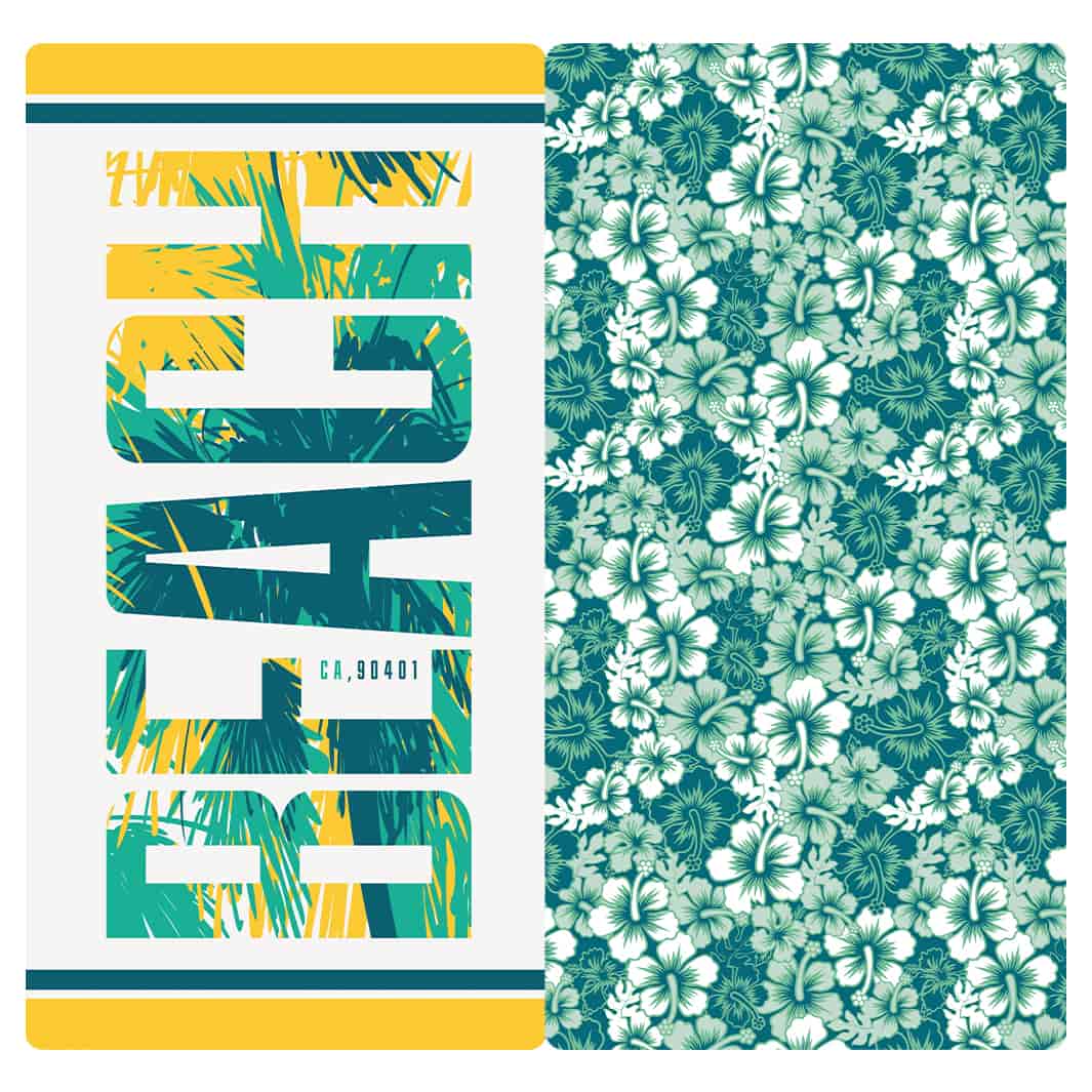 MICROFIBER TRAVEL TOWEL - TROPICAL BEACH FLORAL