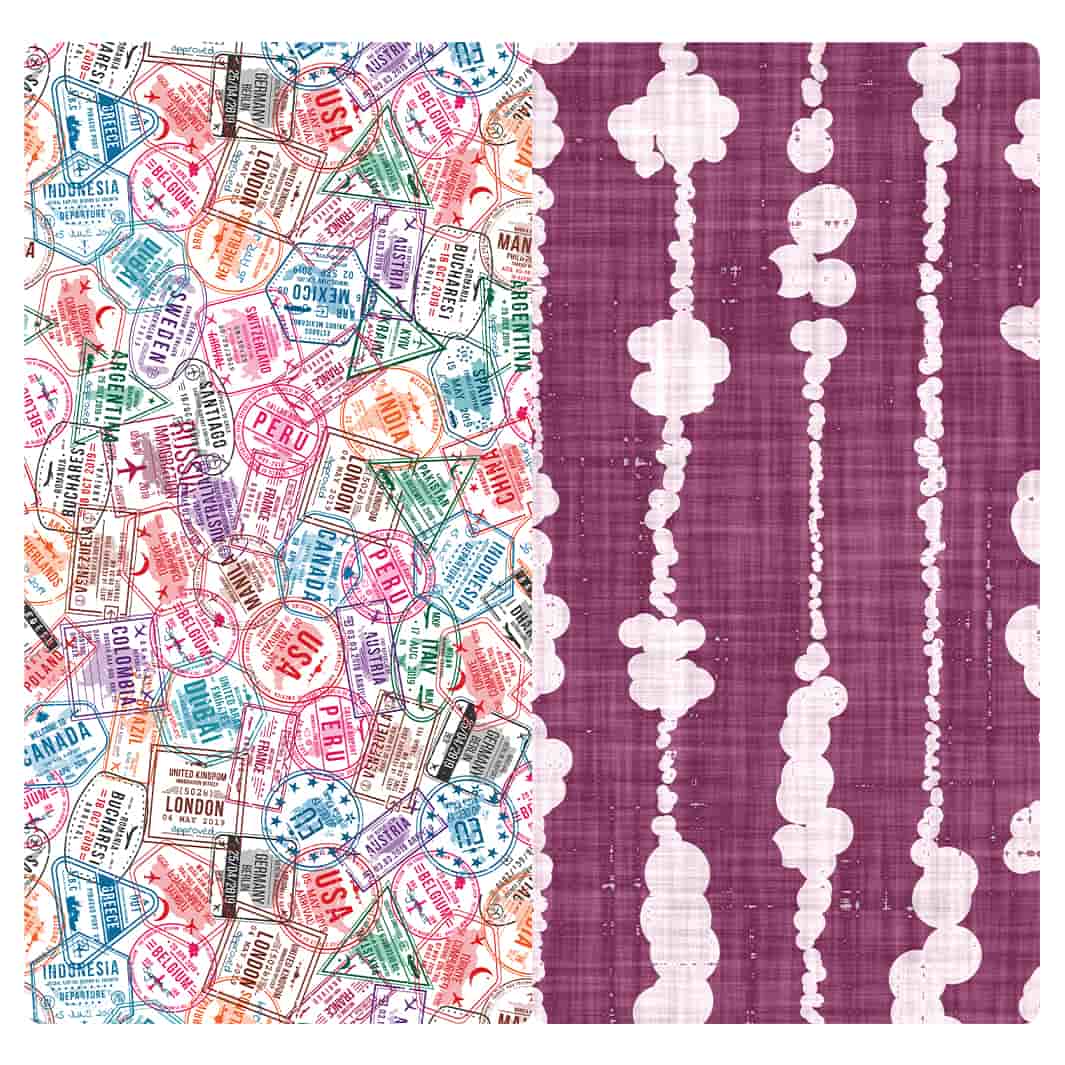 MICROFIBER TRAVEL TOWEL - WORLD STAMP COLLECTION