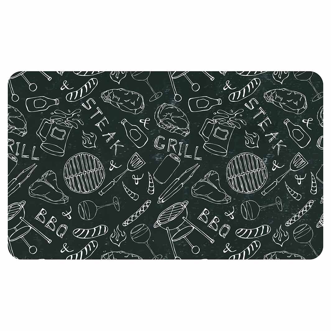 BBQ STEAK PATTERN WHITE MULTI-PURPOSE MAT
