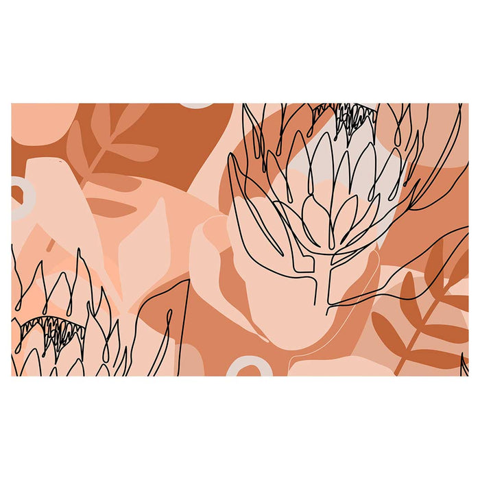 PROTEA LINE ART ON ABSTRACT NEUTRAL DESIGN MULTI-PURPOSE MAT