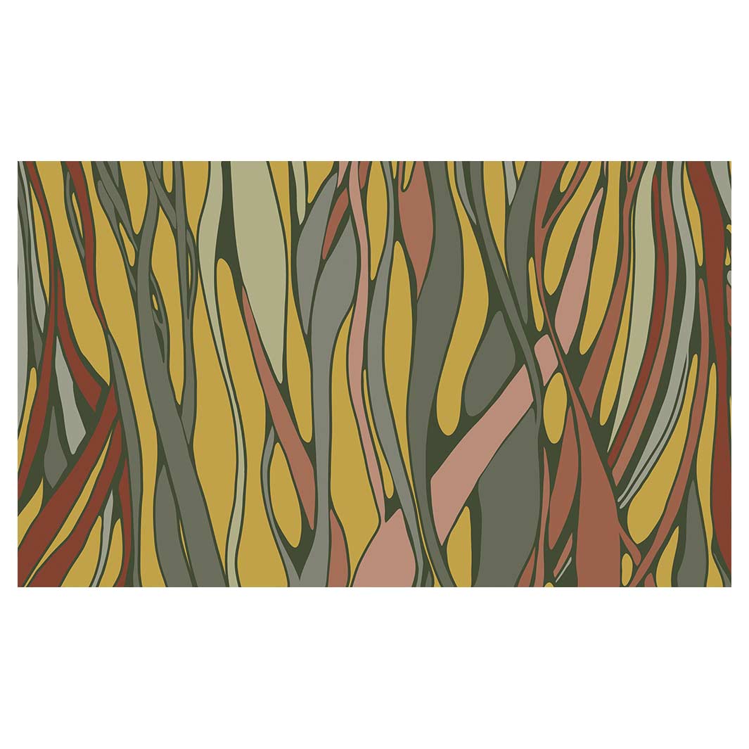 WAVY LINE ART MUSTARD AND PINK MULTI-PURPOSE MAT