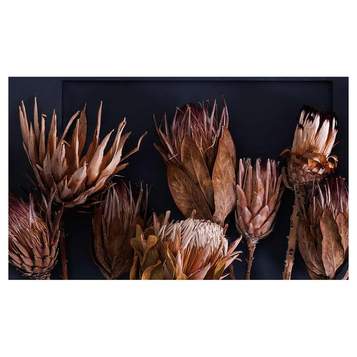 GOLDEN PROTEA ARRANGEMENT ON DARK BLUE MULTI-PURPOSE MAT