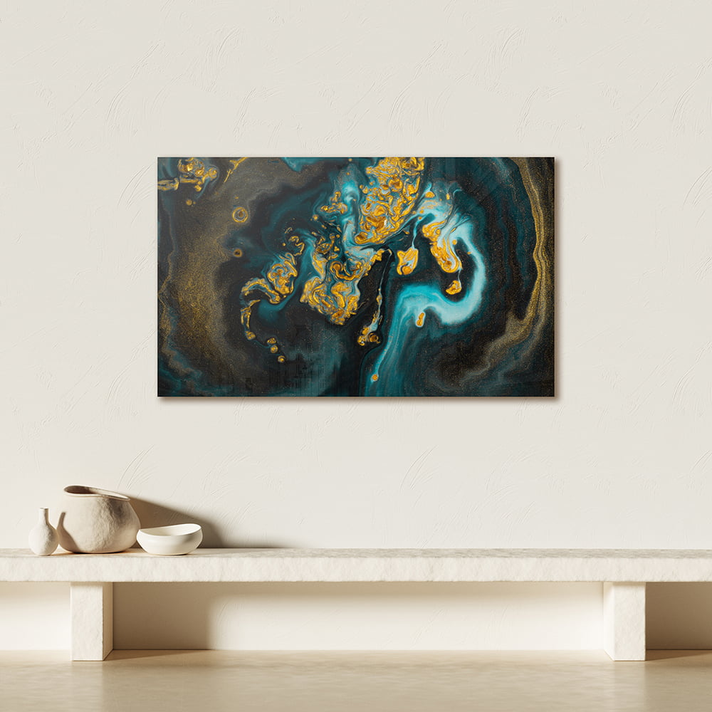 ABSTRACT TEAL GOLD PLEXIGLASS