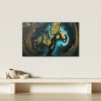 ABSTRACT TEAL GOLD PLEXIGLASS