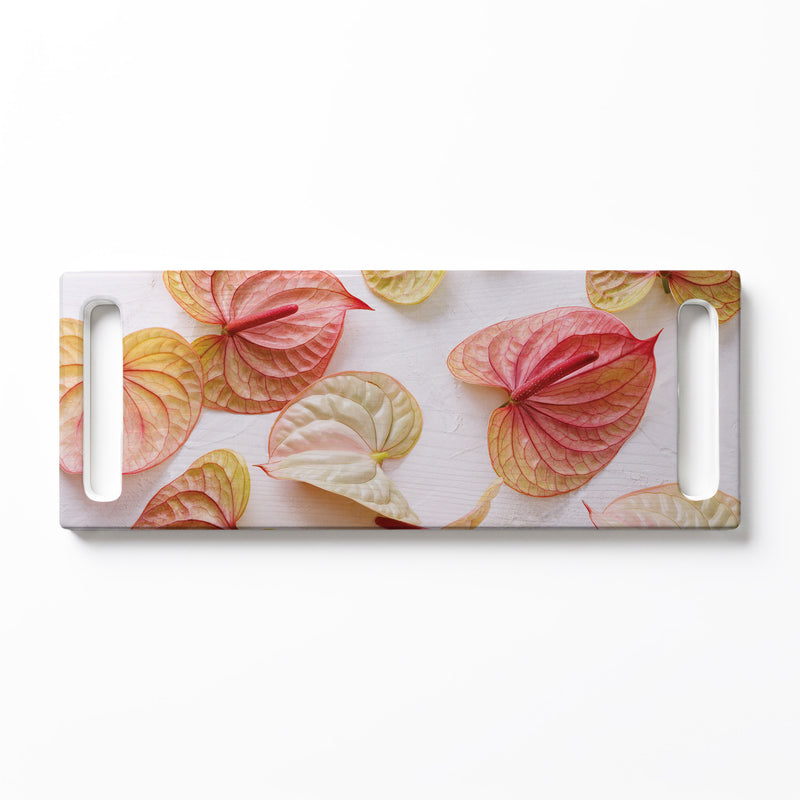 ANTHURIUM BLOOMS DOUBLE HANDLE SERVING BOARD