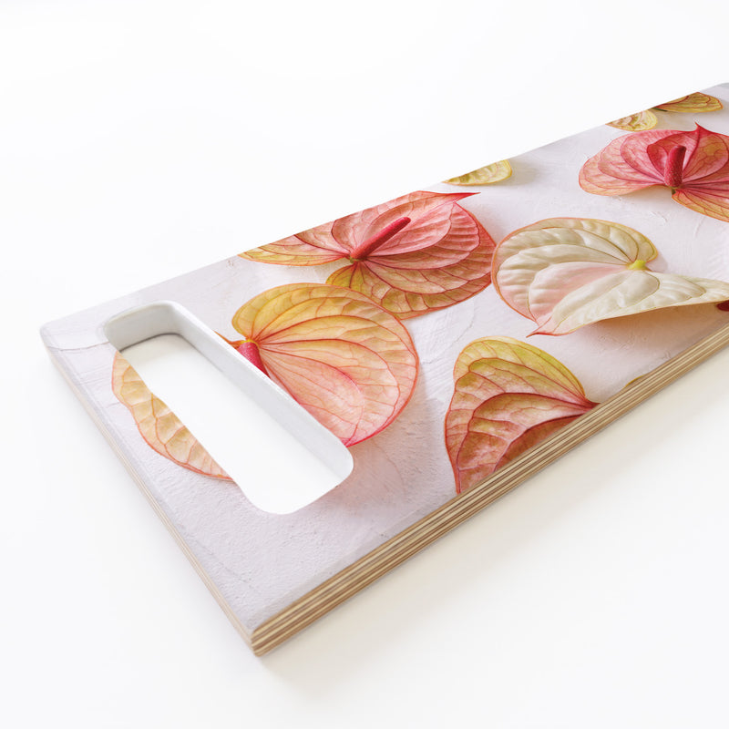 ANTHURIUM BLOOMS DOUBLE HANDLE SERVING BOARD