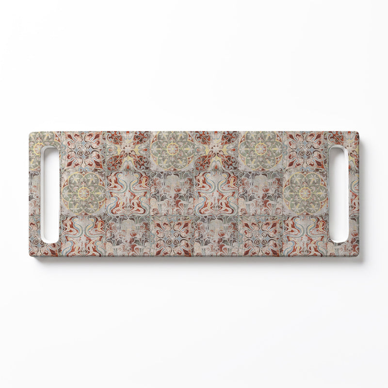 ANTIQUE FADED MOROCCAN TILE DOUBLE HANDLE SERVING BOARD