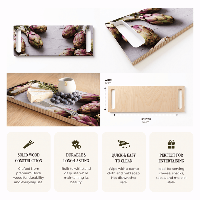 ARTICHOKE DARK PURPLE DOUBLE HANDLE SERVING BOARD