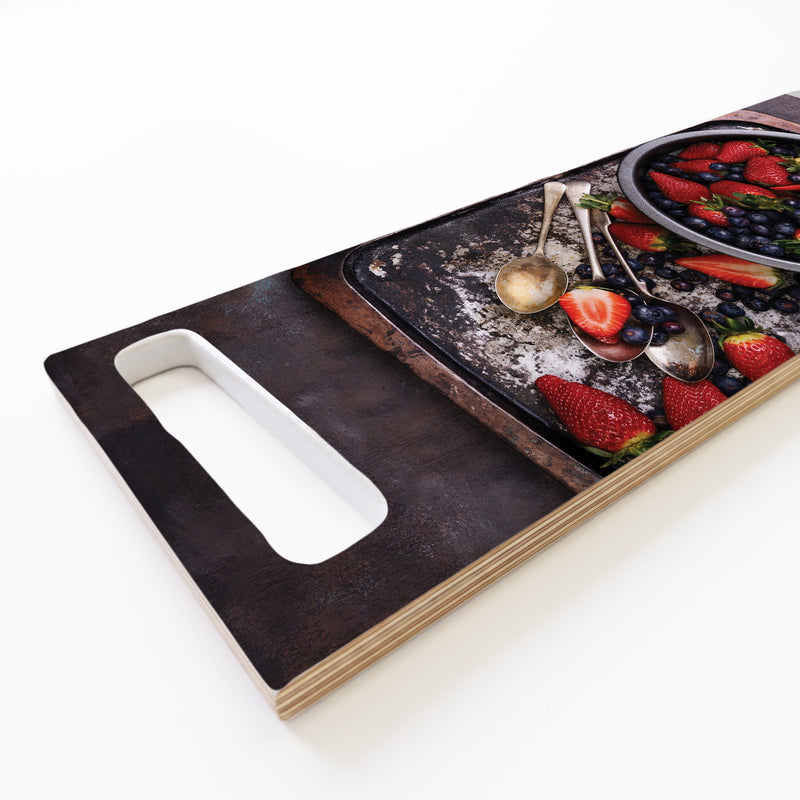 BERRIES ON RUSTIC TRAY DOUBLE HANDLE SERVING BOARD