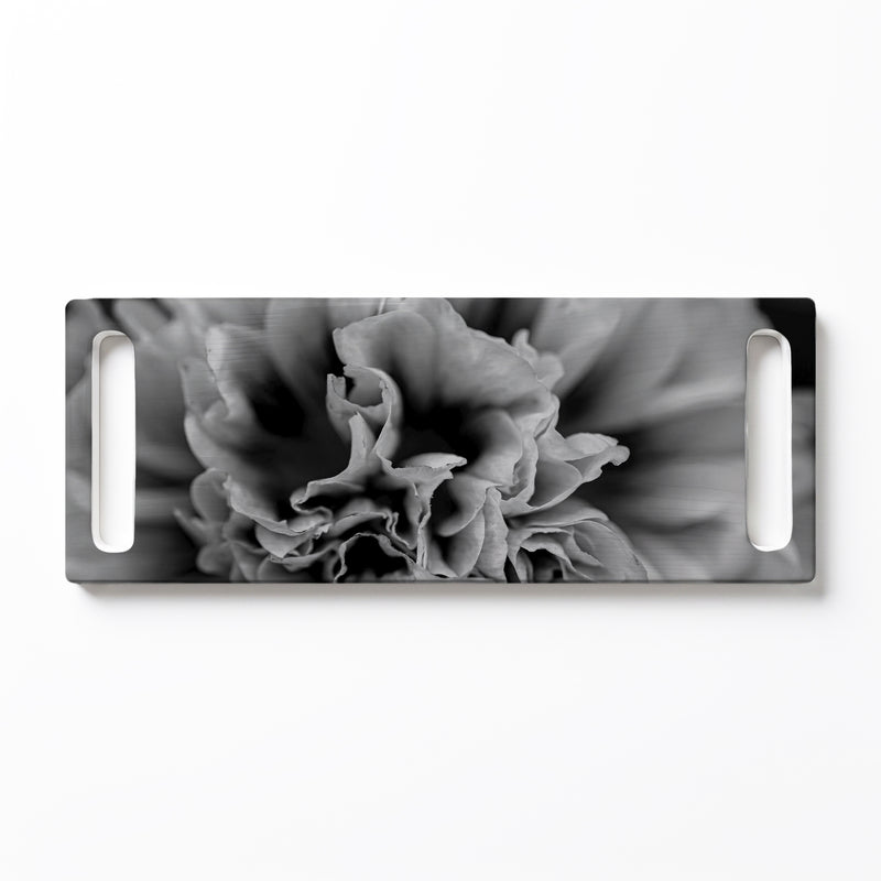 BLACK AND WHITE PEONY DOUBLE HANDLE SERVING BOARD