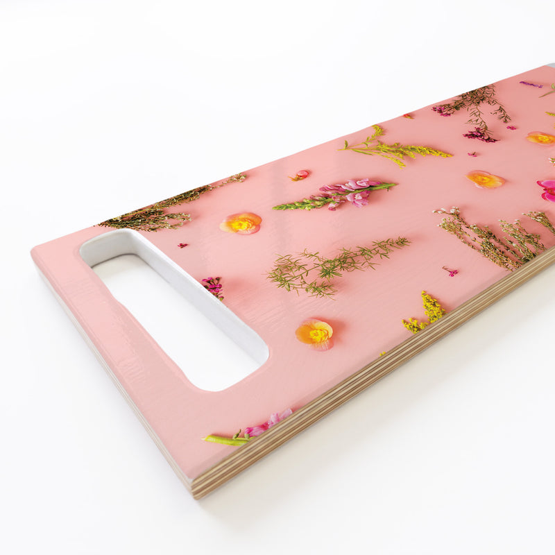 BLOSSOMS ON PINK DOUBLE HANDLE SERVING BOARD