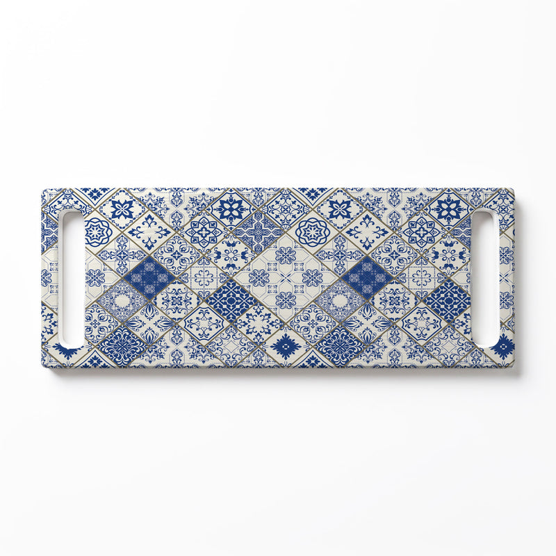 BLUE DIAMOND LISBON PATTERN DOUBLE HANDLE SERVING BOARD