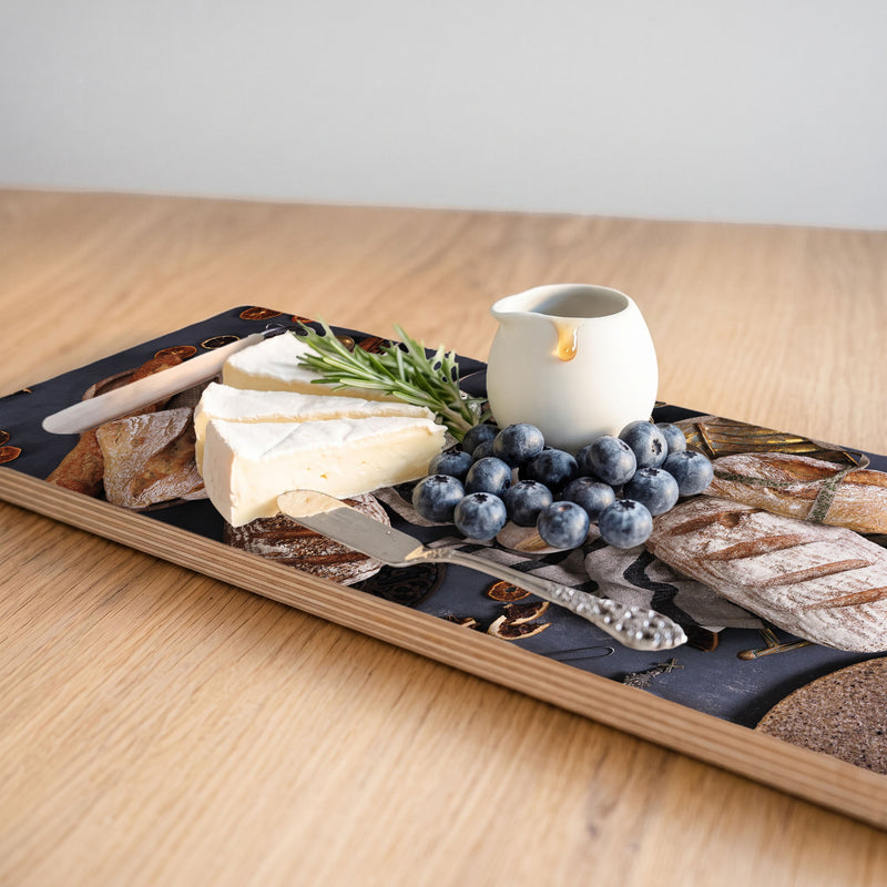 BREADS AND COFFEE DOUBLE HANDLE SERVING BOARD