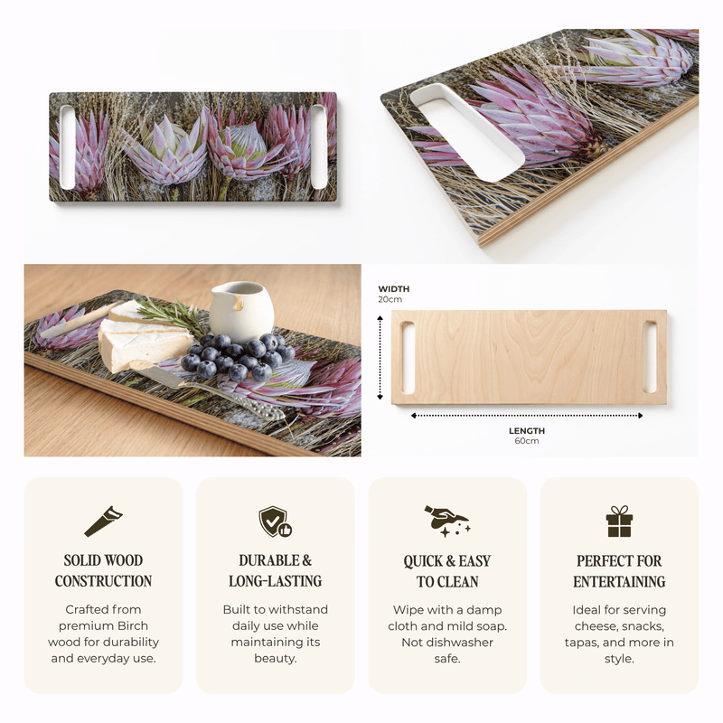 DEEP PINK KING PROTEA DOUBLE HANDLE SERVING BOARD