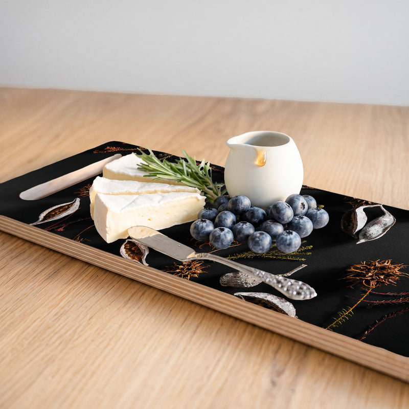DRIED PODS AND SEEDS DOUBLE HANDLE SERVING BOARD