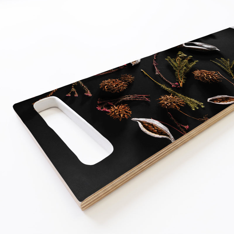 DRIED PODS AND SEEDS DOUBLE HANDLE SERVING BOARD