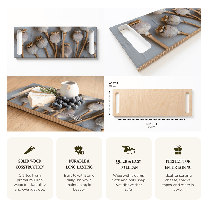PURPLE GIANT POPPY SEEDS DOUBLE HANDLE SERVING BOARD