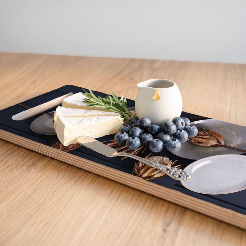 GOLDEN PROTEAS AND PLATES DOUBLE HANDLE SERVING BOARD