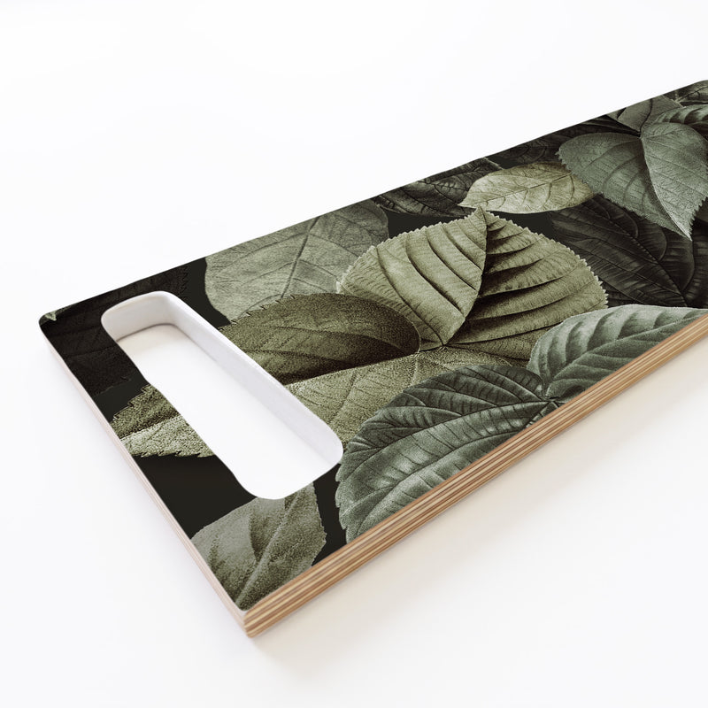 GREEN MONOCHROMATIC LEAVES DOUBLE HANDLE SERVING BOARD