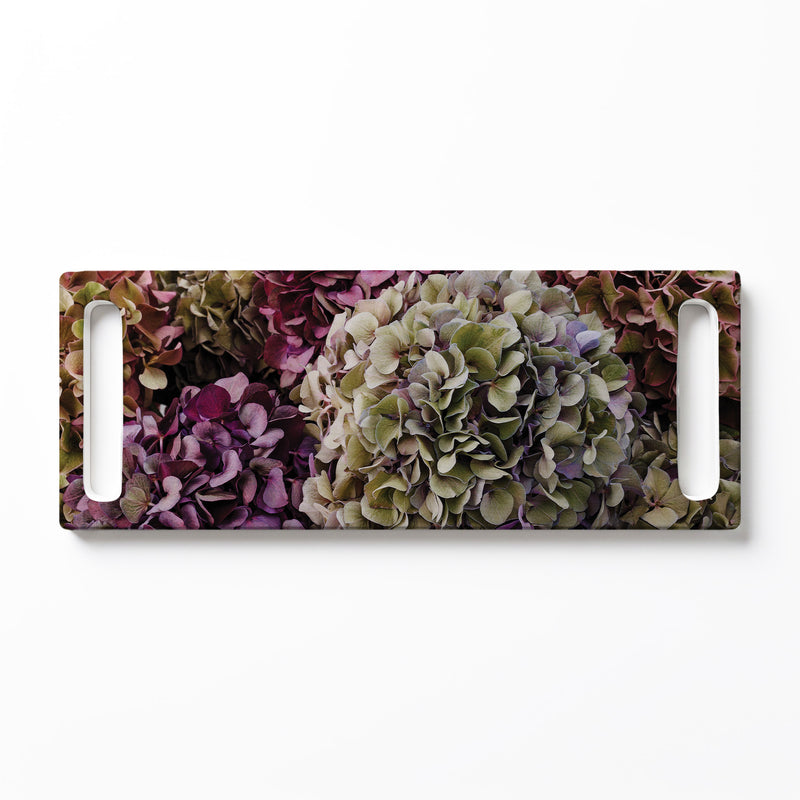 HYDRANGEA DEEP FLORAL TONES DOUBLE HANDLE SERVING BOARD