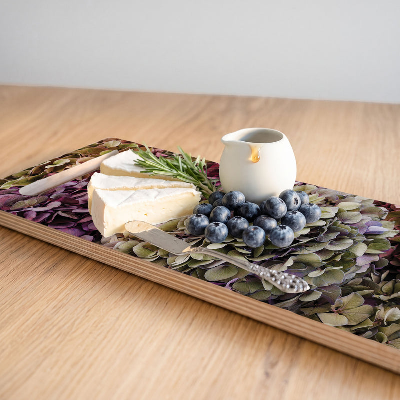HYDRANGEA DEEP FLORAL TONES DOUBLE HANDLE SERVING BOARD