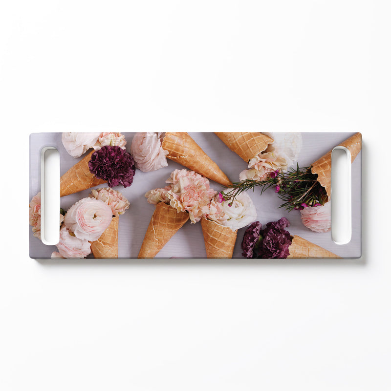 PEONY ICE CREAM CONES DOUBLE HANDLE SERVING BOARD