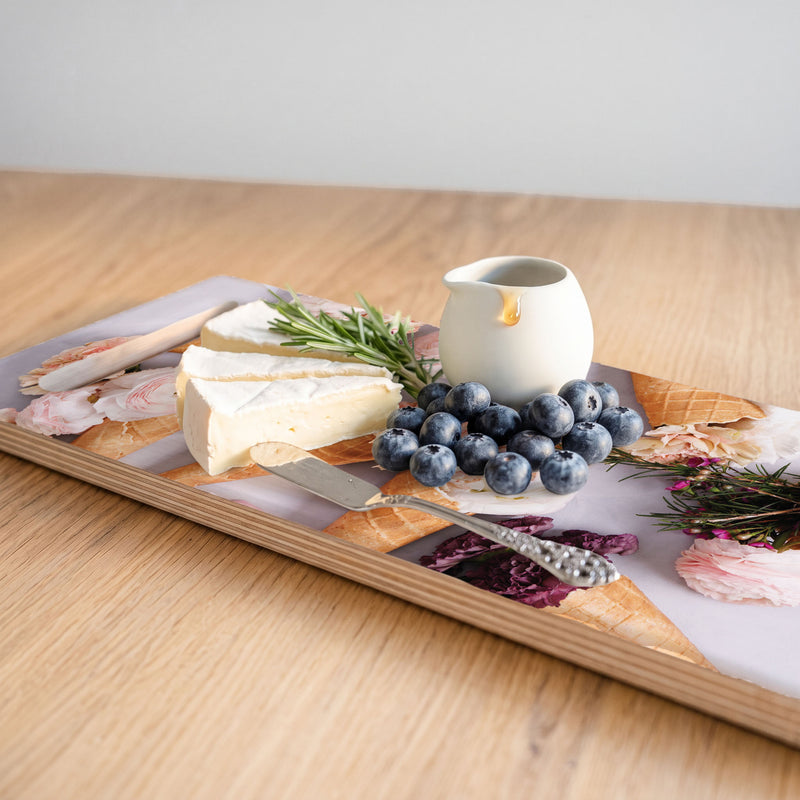 PEONY ICE CREAM CONES DOUBLE HANDLE SERVING BOARD