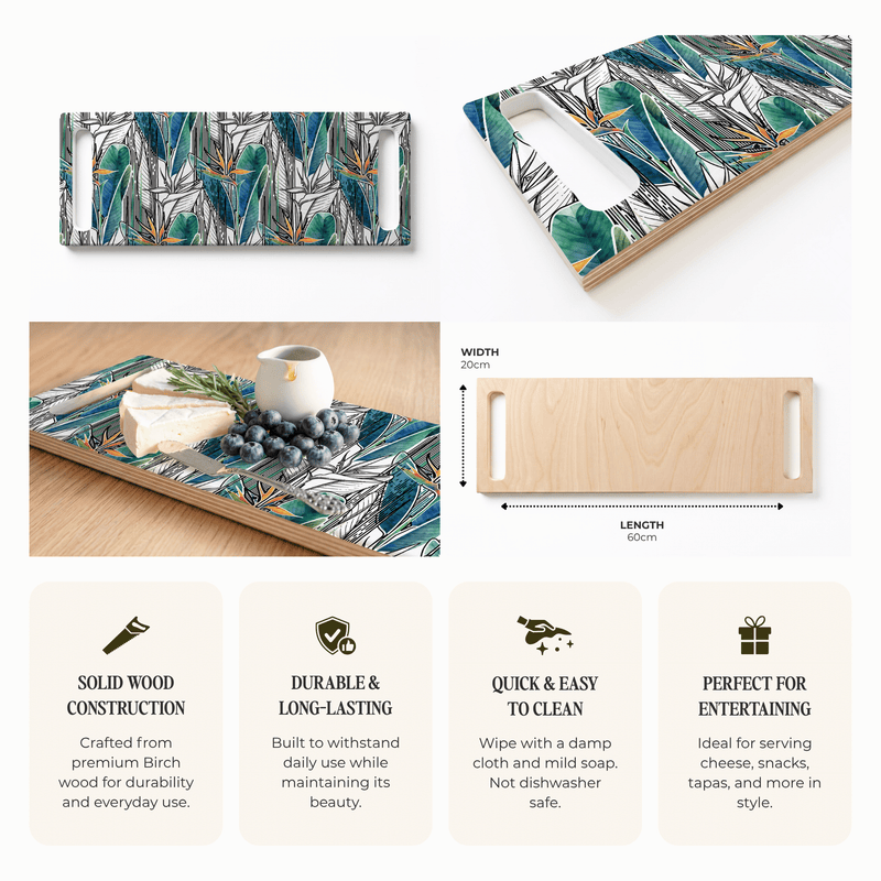 STRELITZIA LINEART DOUBLE HANDLE SERVING BOARD