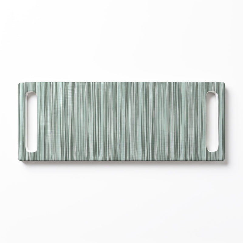 VERTICAL GREEN MONOCHROMATIC LINES DOUBLE HANDLE SERVING BOARD