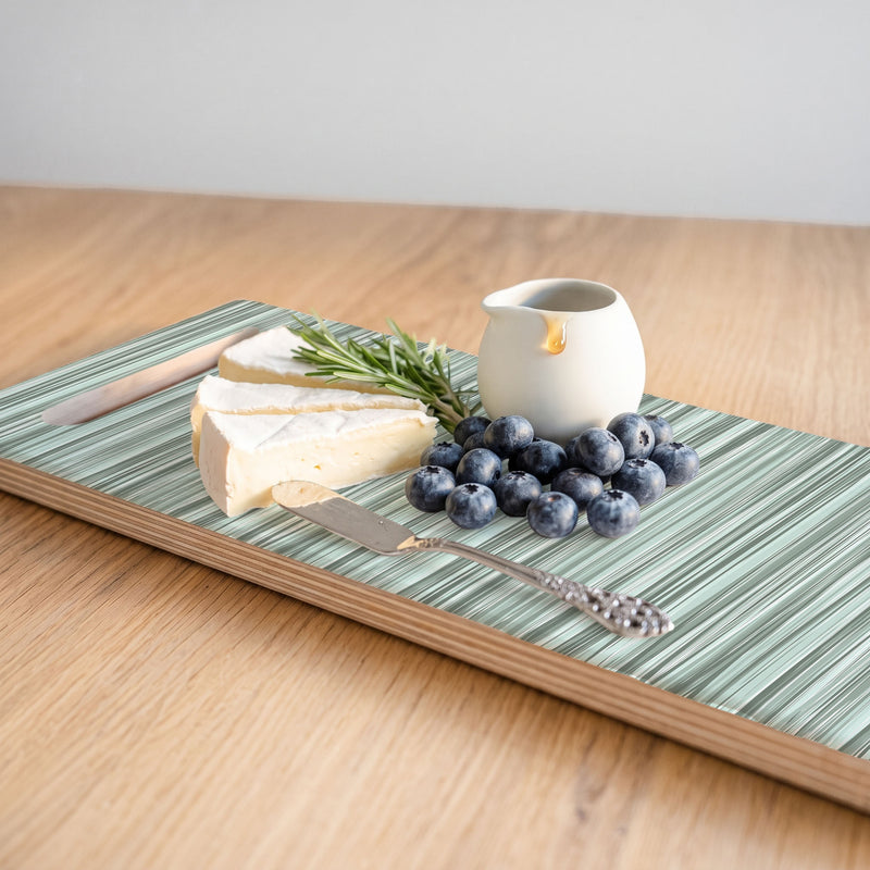 VERTICAL GREEN MONOCHROMATIC LINES DOUBLE HANDLE SERVING BOARD