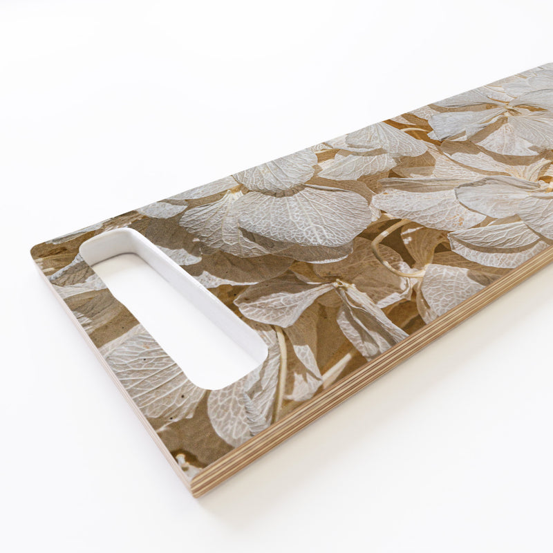 CREAM BLEACHED HYDRANGEA LEAVES DOUBLE HANDLE SERVING BOARD